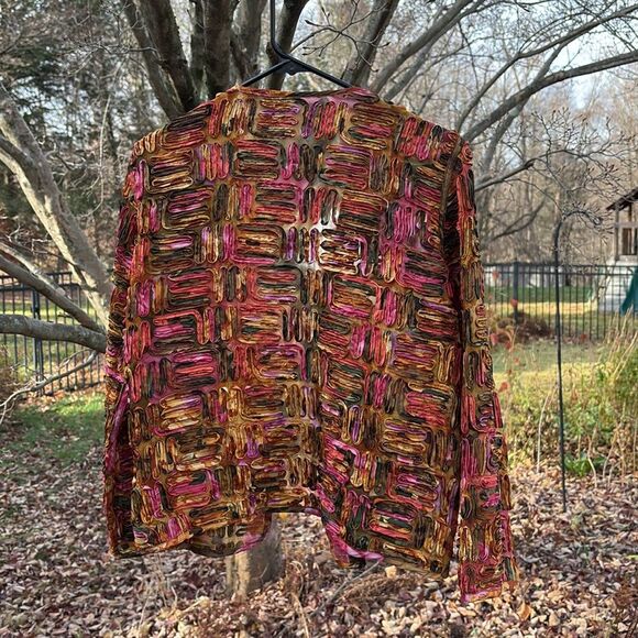 Chico’s open front abstract, floral silk jacket - Picture 4 of 4